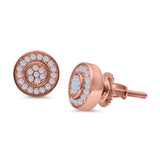 Micro Pave Stud Earrings Round Simulated CZ 925 Sterling Silver