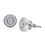 Micro Pave Stud Earrings Round Simulated CZ 925 Sterling Silver