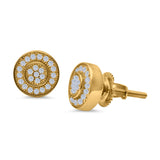 Micro Pave Stud Earrings Round Simulated CZ 925 Sterling Silver