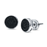 Stud Earrings Round Micro Pave Simulated CZ Screwback Hip-Hop Iced Out 925 Sterling Silver