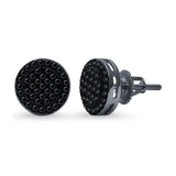 Stud Earrings Screw Back Round Design Simulated CZ 925 Sterling Silver