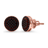 Stud Earrings Screw Back Round Design Simulated CZ 925 Sterling Silver