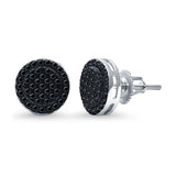Stud Earrings Screw Back Round Design Simulated CZ 925 Sterling Silver