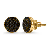 Stud Earrings Screw Back Round Design Simulated CZ 925 Sterling Silver