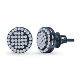 Stud Earrings Screw Back Round Design Simulated CZ 925 Sterling Silver