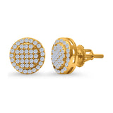 Stud Earrings Screw Back Round Design Simulated CZ 925 Sterling Silver
