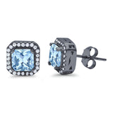 Stud Earrings Wedding Bridal Princess Simulated Cubic Zirconia Solid 925 Sterling Silver