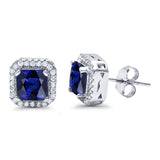 Stud Earrings Wedding Bridal Princess Simulated Cubic Zirconia Solid 925 Sterling Silver