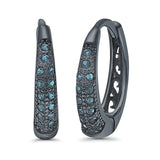 Eternity Huggie Hoop Earrings Channel Round Simulated CZ 925 Sterling Silver (14mm)