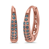 Eternity Huggie Hoop Earrings Channel Round Simulated CZ 925 Sterling Silver (14mm)