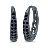 Eternity Huggie Hoop Earrings Channel Round Simulated CZ 925 Sterling Silver (14mm)