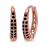Eternity Huggie Hoop Earrings Channel Round Simulated CZ 925 Sterling Silver (14mm)