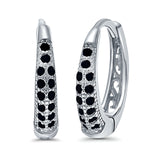 Eternity Huggie Hoop Earrings Channel Round Simulated CZ 925 Sterling Silver (14mm)