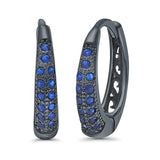 Eternity Huggie Hoop Earrings Channel Round Simulated CZ 925 Sterling Silver (14mm)