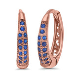 Eternity Huggie Hoop Earrings Channel Round Simulated CZ 925 Sterling Silver (14mm)