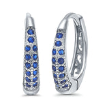 Eternity Huggie Hoop Earrings Channel Round Simulated CZ 925 Sterling Silver (14mm)