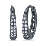 Eternity Huggie Hoop Earrings Channel Round Simulated CZ 925 Sterling Silver (14mm)