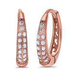 Eternity Huggie Hoop Earrings Channel Round Simulated CZ 925 Sterling Silver (14mm)