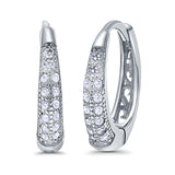 Eternity Huggie Hoop Earrings Channel Round Simulated CZ 925 Sterling Silver (14mm)