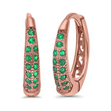 Eternity Huggie Hoop Earrings Channel Round Simulated CZ 925 Sterling Silver (14mm)