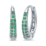 Eternity Huggie Hoop Earrings Channel Round Simulated CZ 925 Sterling Silver (14mm)
