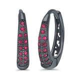 Eternity Huggie Hoop Earrings Channel Round Simulated CZ 925 Sterling Silver (14mm)