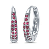 Eternity Huggie Hoop Earrings Channel Round Simulated CZ 925 Sterling Silver (14mm)