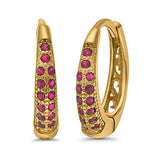 Eternity Huggie Hoop Earrings Channel Round Simulated CZ 925 Sterling Silver (14mm)