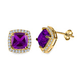Cushion Cut Stud Earrings Simulated CZ 925 Sterling Silver