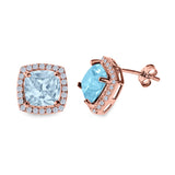 Cushion Cut Stud Earrings Simulated CZ 925 Sterling Silver