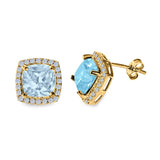 Cushion Cut Stud Earrings Simulated CZ 925 Sterling Silver