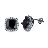 Cushion Cut Stud Earrings Simulated CZ 925 Sterling Silver