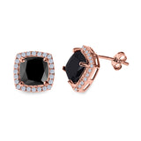 Cushion Cut Stud Earrings Simulated CZ 925 Sterling Silver