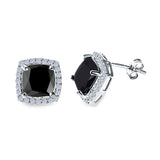 Cushion Cut Stud Earrings Simulated CZ 925 Sterling Silver
