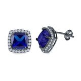 Cushion Cut Stud Earrings Simulated CZ 925 Sterling Silver