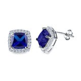 Cushion Cut Stud Earrings Simulated CZ 925 Sterling Silver