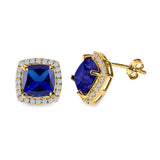 Cushion Cut Stud Earrings Simulated CZ 925 Sterling Silver