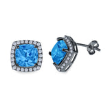 Cushion Cut Stud Earrings Simulated CZ 925 Sterling Silver