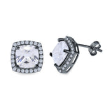 Cushion Cut Stud Earrings Simulated CZ 925 Sterling Silver
