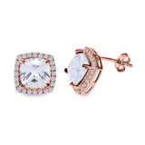 Cushion Cut Stud Earrings Simulated CZ 925 Sterling Silver