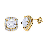 Cushion Cut Stud Earrings Simulated CZ 925 Sterling Silver