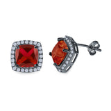 Cushion Cut Stud Earrings Simulated CZ 925 Sterling Silver