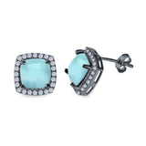 Cushion Cut Stud Earrings Simulated CZ 925 Sterling Silver