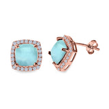 Cushion Cut Stud Earrings Simulated CZ 925 Sterling Silver