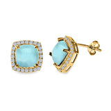 Cushion Cut Stud Earrings Simulated CZ 925 Sterling Silver