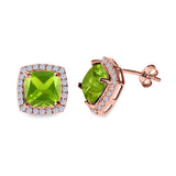 Cushion Cut Stud Earrings Simulated CZ 925 Sterling Silver
