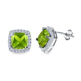 Cushion Cut Stud Earrings Simulated CZ 925 Sterling Silver