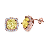 Cushion Cut Stud Earrings Simulated CZ 925 Sterling Silver