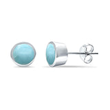 Bezel Stud Earring Round Lab Created Opal 925 Sterling Silver (7mm)