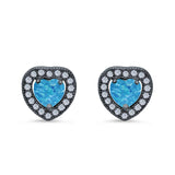 Halo Heart Engagement Lab Opal Earrings Simulated CZ 925 Sterling Silver